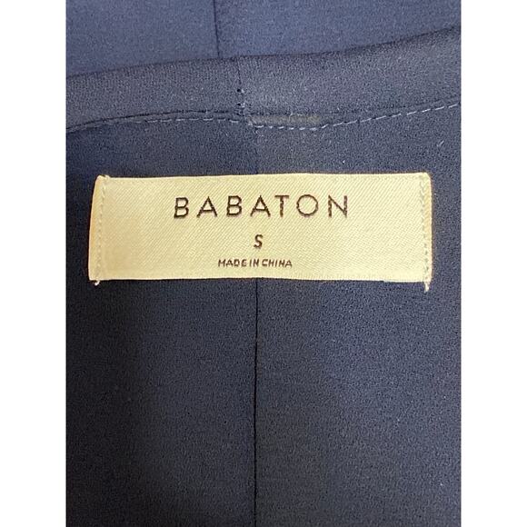 Aritzia Babaton Women's Navy Blue V-Neck Short Sleeve Midi A-Line Wrap Dress S - Picture 4 of 5